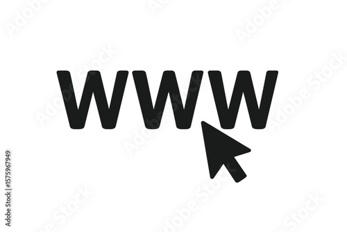 WWW Internet Symbol with Mouse Cursor Pointer. Web Icon. Online Network Access. Website Navigation. Internet Address. Digital Technology. Global Network. Vector Illustration Isolated