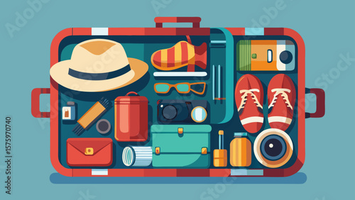 1 Open Suitcase Neatly Packed With Clothes  Shoe