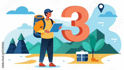 33 Solo Traveler Standing With Map And Backpack