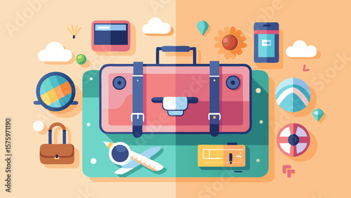 39 Aerial View Of Suitcase And Accessories On Pa