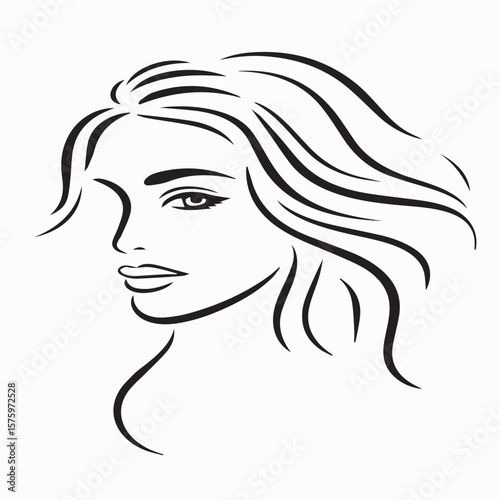 Elegant Woman's Face Line Art  A Minimalist Profile Drawing
