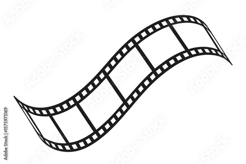 Wavy film strip vector illustration. Old retro camera reel for photography. Vintage entertainment media isolated background. Cinematography and movie production concept design.