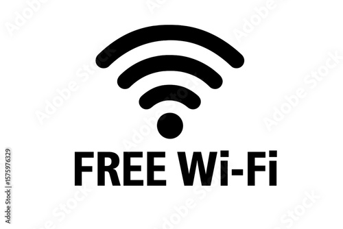 Free Wi-Fi logo icon. Wireless internet connection sign. Public network hotspot symbol. Wifi zone access point signal. Digital communication technology vector illustration.
