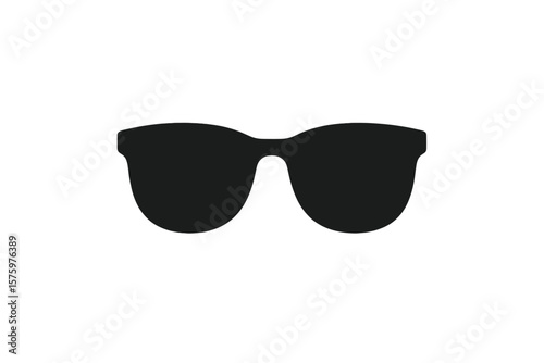 Sunglasses icon. Glasses symbol. Black eyewear silhouette. Sun protection. Fashion accessory. Summer vacation. Classic retro style. Minimal vector illustration. Isolated element.