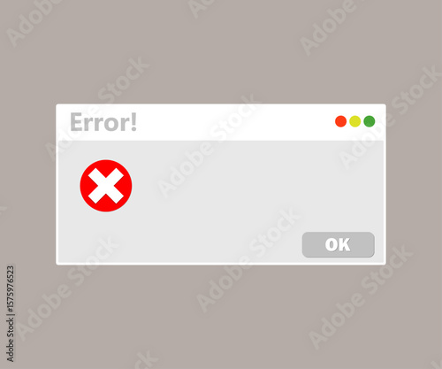 Error message  websites, computer error. Cancel button on white background. Vector illustration.