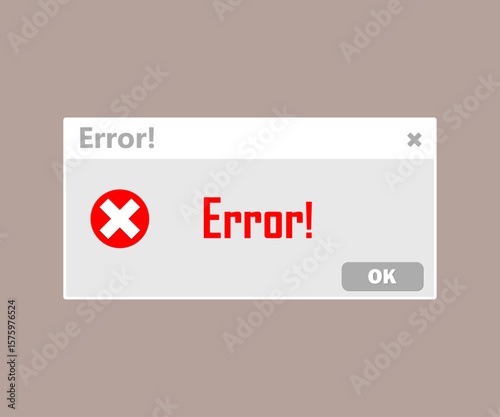 Error message  websites, computer error. Cancel button on white background. Vector illustration.
