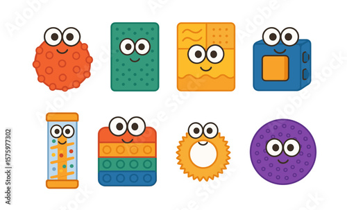 Cute kawaii sensory fidget toys for kids: squishy balls, texture boards, and more