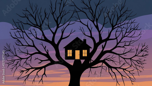 Enchanted Treehouse at Twilight