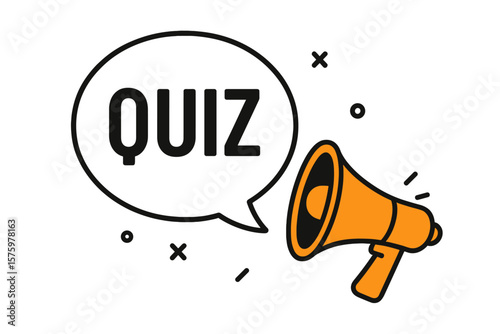 Quiz time concept. Megaphone with speech bubble icon. Loudspeaker announcement. Question and answer game. Trivia night symbol. Marketing and advertising social media banner.