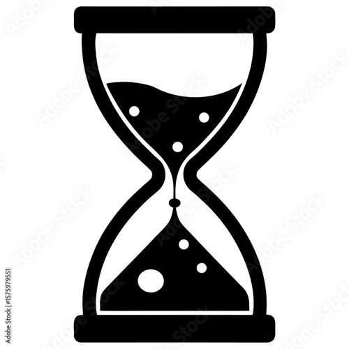 Hourglass timer sand flowing time passing clock silhouette vector illustration