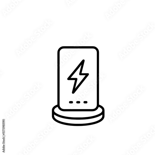 Docked Power Bank Outline Icon — Portable Battery Charger on Charging Station