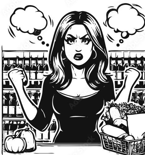 Angry woman at a grocery store