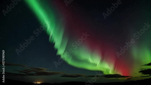 The Dazzling Northern Lights in the Starry Sky