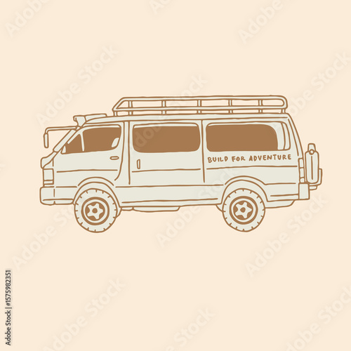 Adventure Van Illustration Off-Road Exploration Vehicle Graphic Design, Built for Adventure Escapes