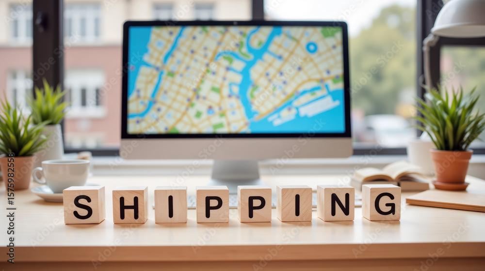 Fototapeta premium Shipping logistics involves the strategic coordination and management of transportation, warehousing, and delivery processes to ensure efficient and timely movement of goods across supply chains