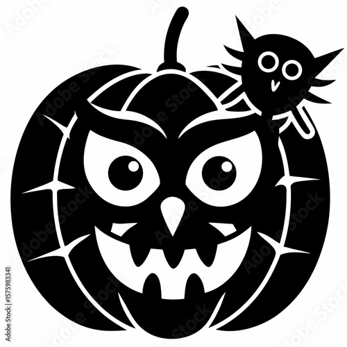 black cat with pumpkin