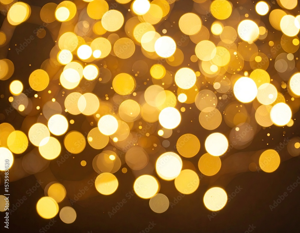 Obraz premium Golden bokeh lights on dark background