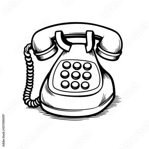 Abstract telephone with enlarged keypad – Kids coloring book design
