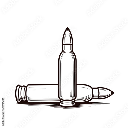Bullet cartridge and spent shell drawing – Cute coloring book design