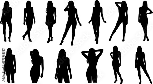 Silhouettes of sexy women, vector collection
