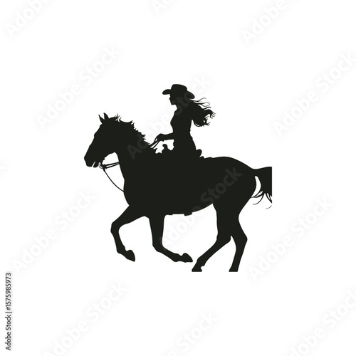 Cowgirl Riding Horse Silhouette