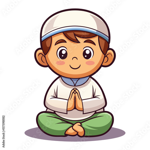 Cartoon boy in prayer pose