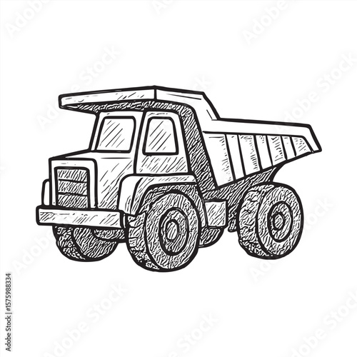 Dump Truck Sketch Illustration.