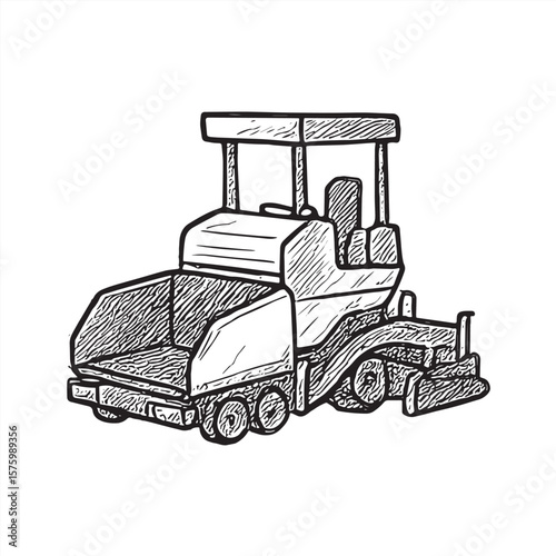 Steamroller Construction Vehicle Sketch