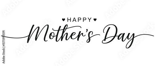 Happy Mother's Day Elegant Calligraphy with Hearts - Minimalist Greeting Design