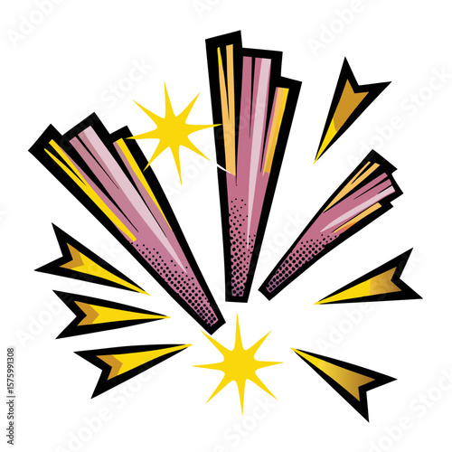 Isolated vector image in comic book style with burst and sparks, isolated vector image on a transparent background  
