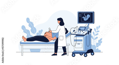 Expert Medical Sonographer Performs Detailed Ultrasound Examination on Pregnant Patient