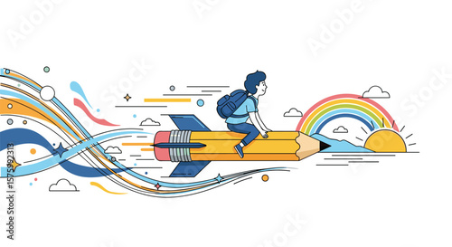 Inspiring Journey of Imagination and Learning Through the Power of a Flying Pencil Rocket Towards a Bright Future