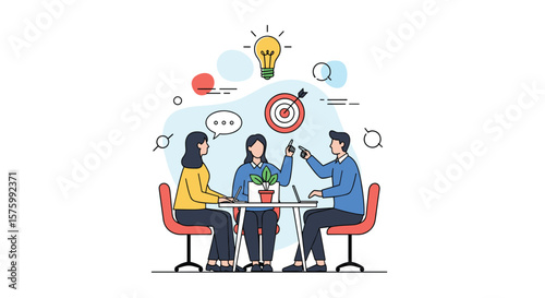 A Team Collaborating on a Project Discussing Ideas and Reaching Their Business Goals Together