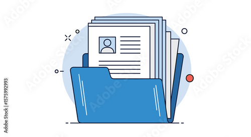 Organizing Professional Documents within a Blue Folder for Efficient Record Keeping and Information Management