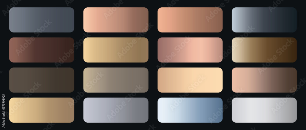 Fototapeta premium Elegant soft gradients set. Soft metalic gradients set