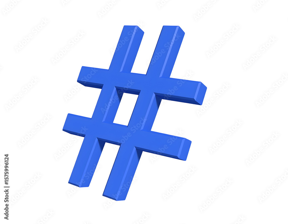Obraz premium Blue hashtag symbol on black background
