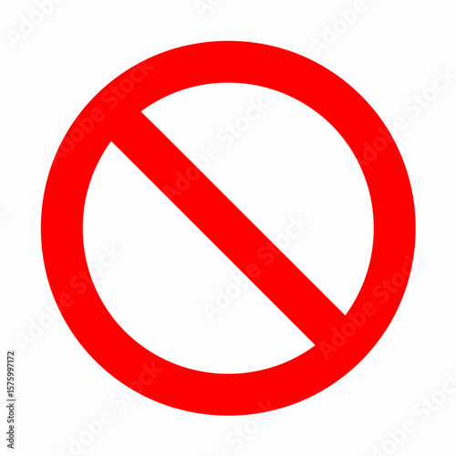 Red Prohibition Sign on White Background