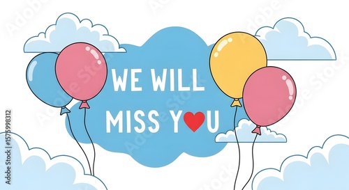Farewell Message Card with Balloons