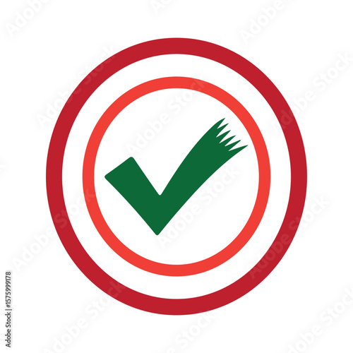 Green check mark inside red circles vector