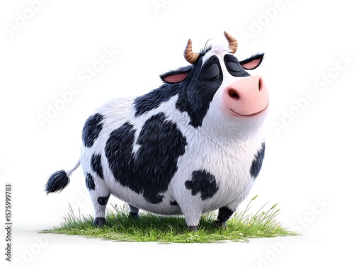 Happy Cow Holstein Milk calf farm animals domestic cattle adult young Cartoon Vector Illustration