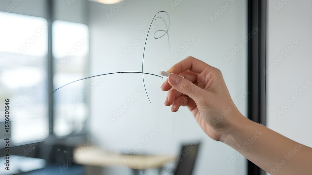 Obraz premium Conceptual unlearning image showing hand erasing drawing, representing new path