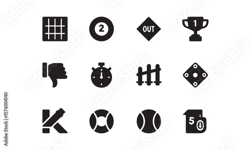 Black vector icon set of sports and game related silhouettes