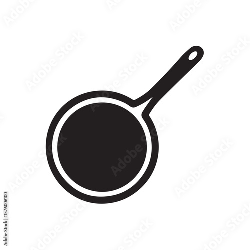 Cast iron frying pan icon silhouette isolated on white background kitchen cooking element symbol