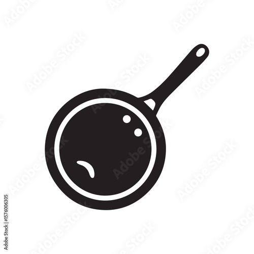 Cast iron frying pan icon silhouette isolated on white background kitchen cooking element symbol