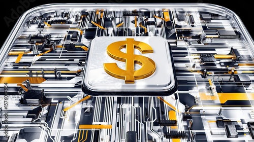 Digital Dollar Chip Circuit Board Finance Technology