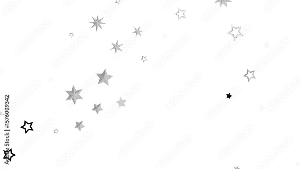 Obraz premium Abstract image of silver stars scattered on a white background. Ideal for backgrounds, textures, and designs.