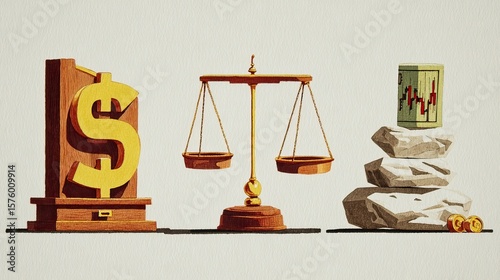 Financial justice, market stability, textured background