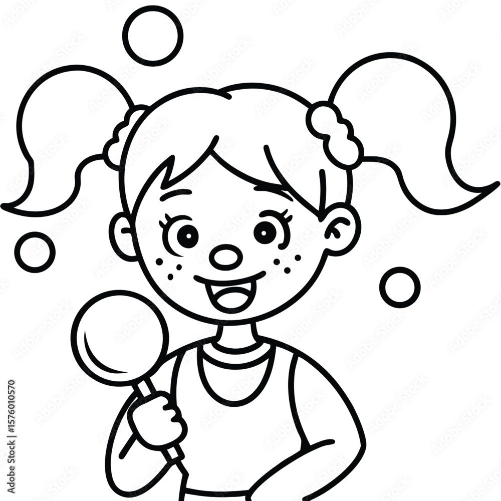 Obraz premium Baby girl outline art for coloring page