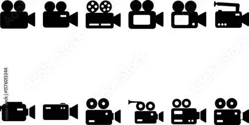 Film Camera Icons: Vintage & Modern Video Equipment Set, Vector Silhouette EPS File