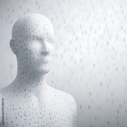 Human head composed of numbers.